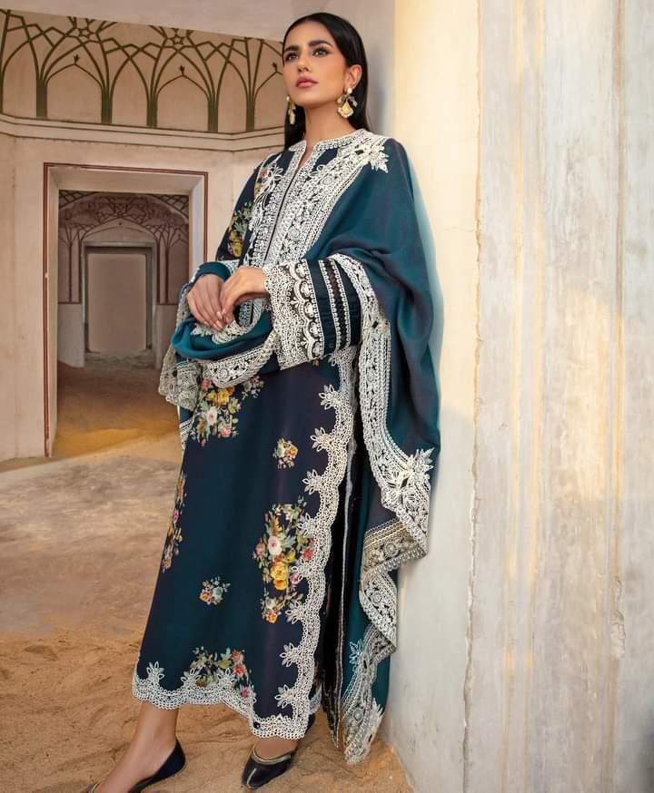 WIL TP 0046 Fully Embroidered 3 piece With Slub Net Dupatta