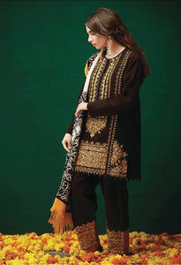 WIL KH 0011 Fully Emb 3 piece With WOOL SHAWL