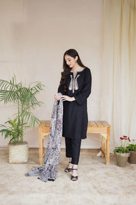 WIL ZS 0016 Fully Emb 3 piece With DIGITAL PRINT WOOL SHAWL