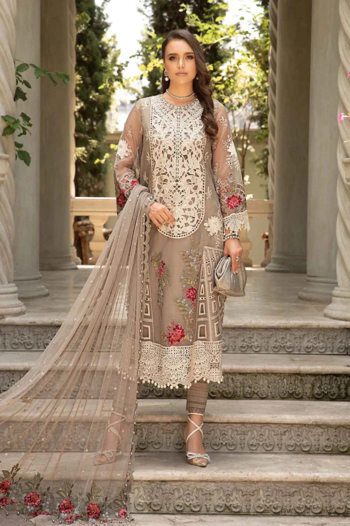 WIL TP 0040 Fully Embroidered 3 piece With Organza Embroidered Dupatta