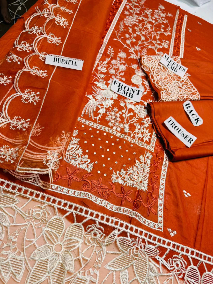 WIL Rang Rasiya 0042 Fully Emb 3 piece With Dhanak Embroidered Shawl