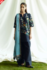 WIL Coco 0077 Fully Emb 3 piece With ;Dhanak printed shawl