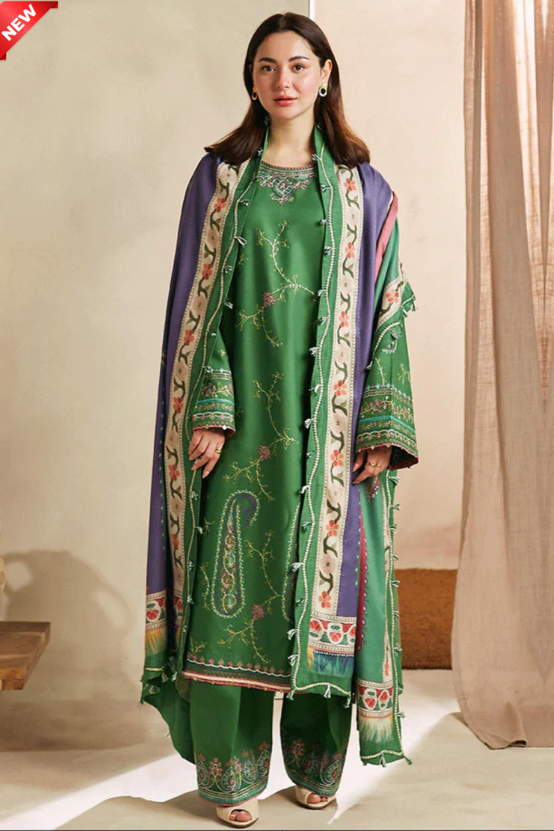 WIL Zara Shahjahan 0057 Fully Emb 3 piece With full Premium printed wool shawl