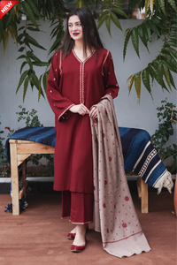 WIL Aisling 0064 Fully Emb 3 piece With Dhanak Embroidered Shawl