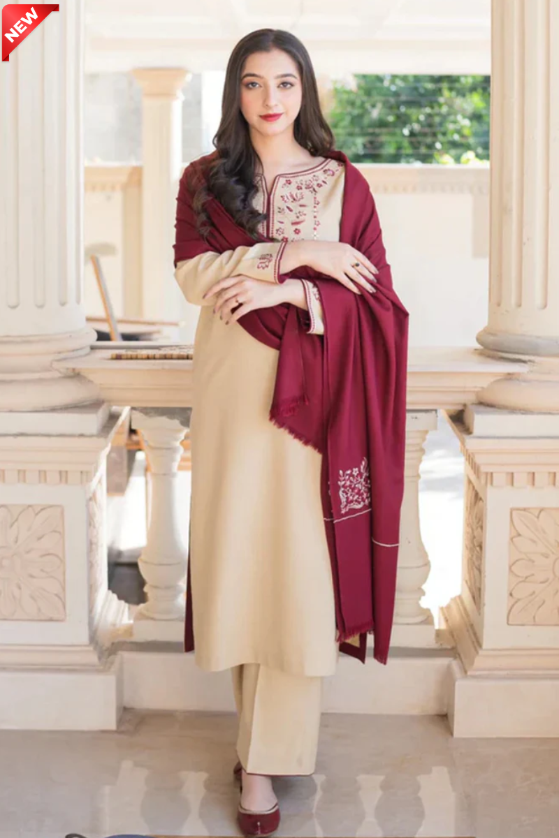 WIL Aisling 0062 Fully Emb 3 piece With Dhanak Embroidered Shawl