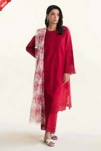 WIL ZS 0001 Fully Emb 3 piece With full Premium printed wool shawl